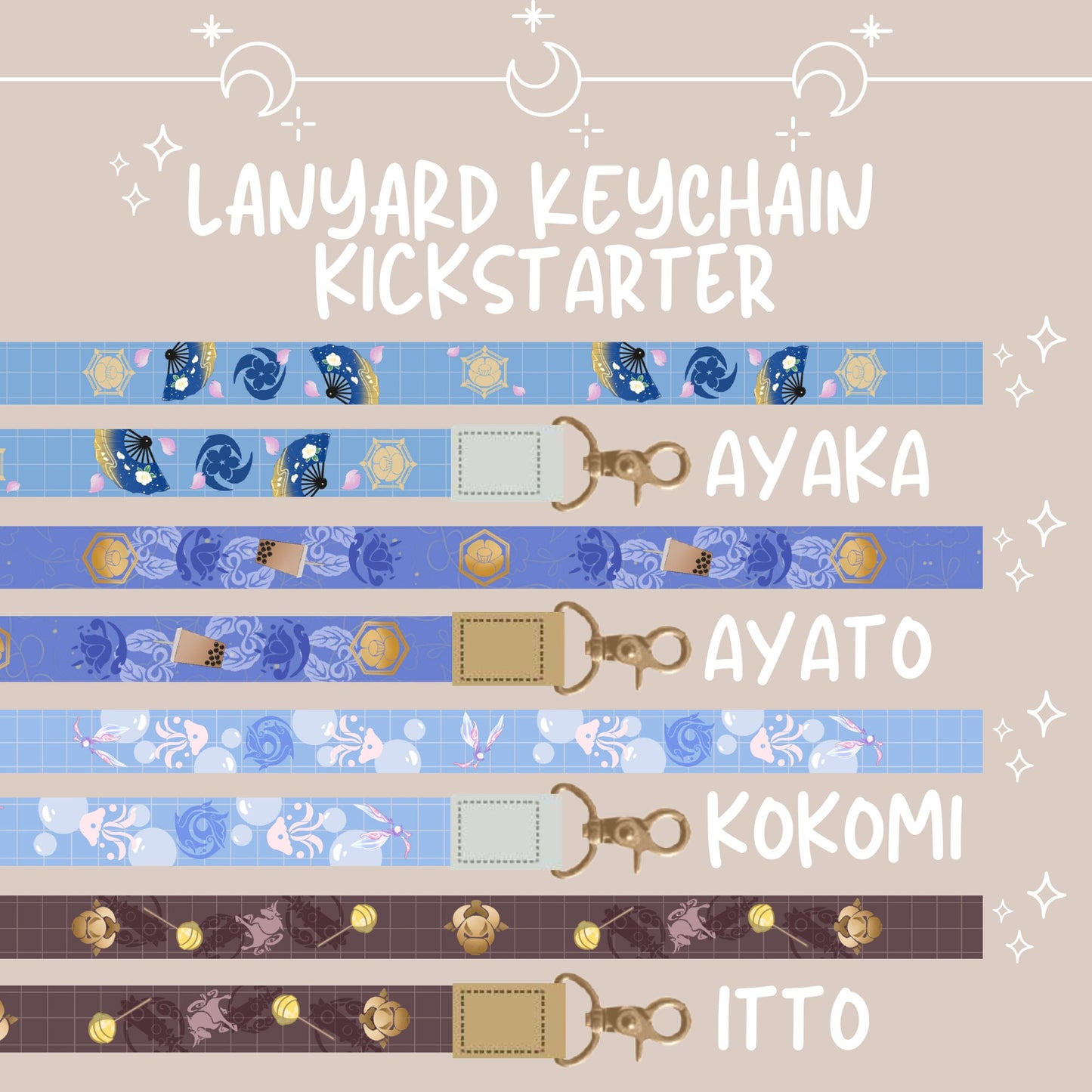 Ayaka Kamisato Wrist Lanyard Keychain