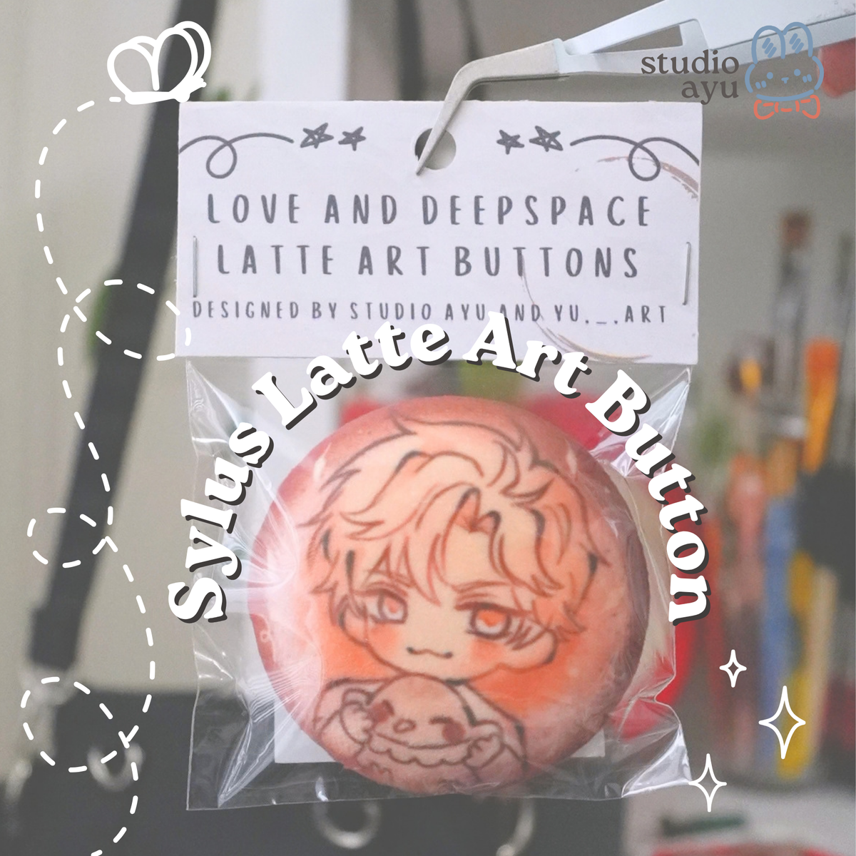 Chibi Sylus Latte Art Plush Button