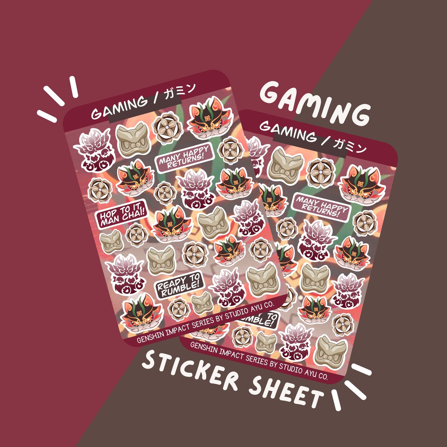 Gaming Waterproof Matte Sticker Sheet