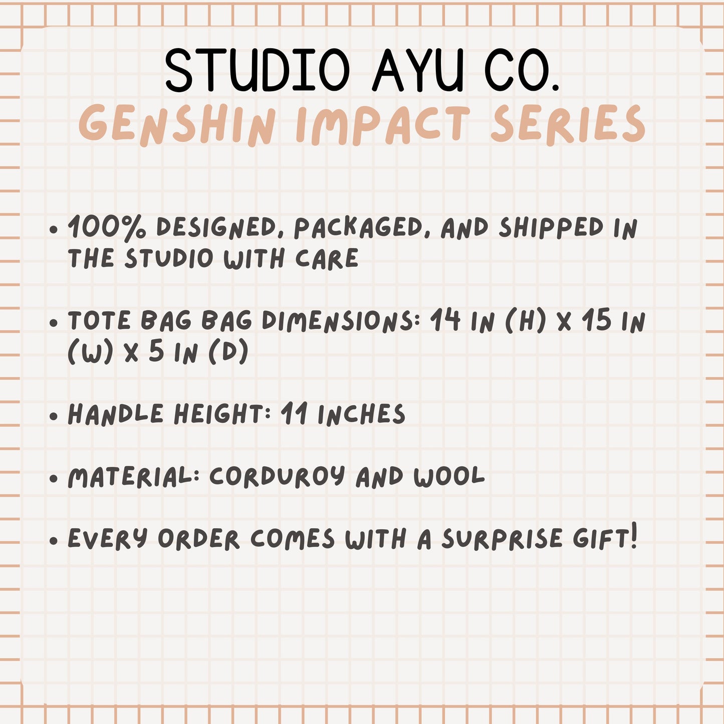 Yoimiya Corduroy Tote Bag - Modern AU Series
