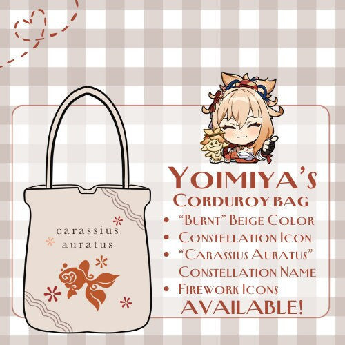 Yoimiya Corduroy Tote Bag - Modern AU Series