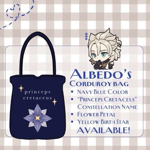 Albedo Corduroy Tote Bag - Modern AU Series