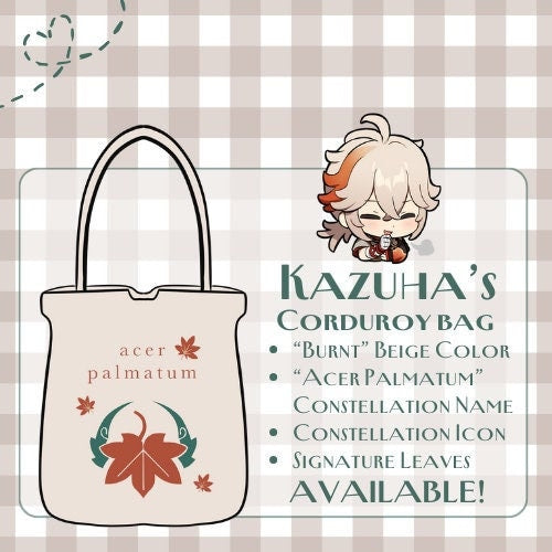 Kazuha Corduroy Tote Bag - Modern AU Series