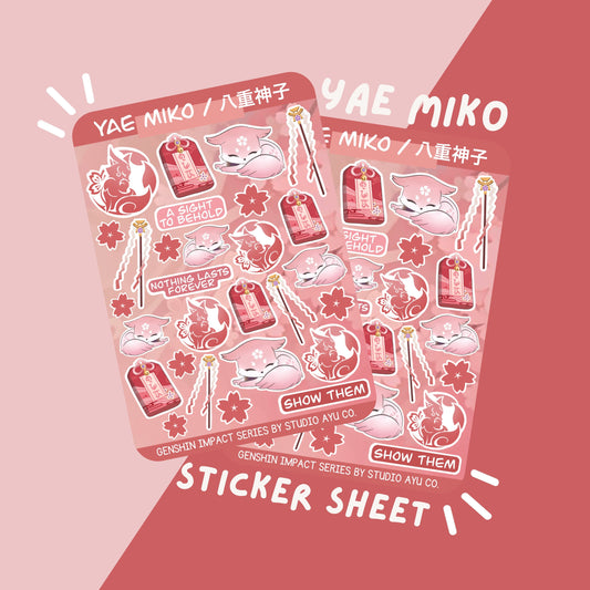 Yae Miko Waterproof Matte Sticker Sheet