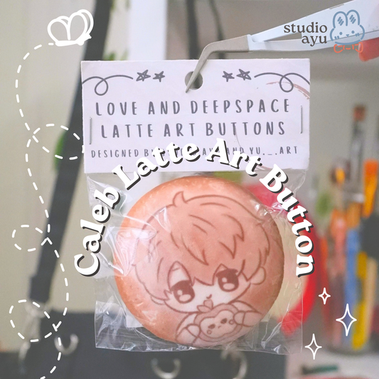 Chibi Caleb Latte Art Plush Button