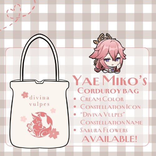 Yae Miko Corduroy Tote Bag - Modern AU Series