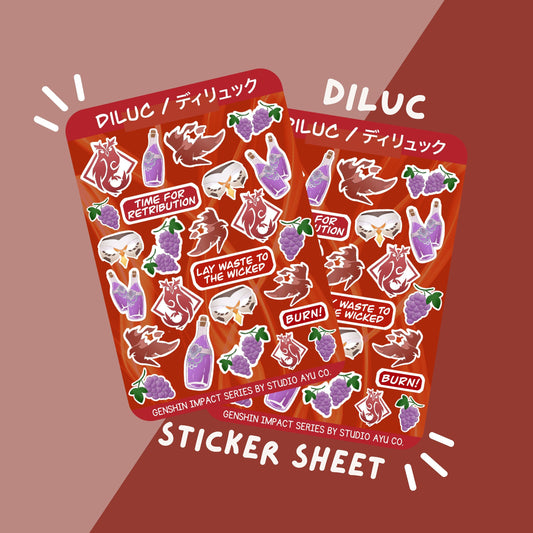 Diluc Waterproof Matte Sticker Sheet