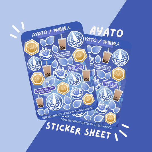 Ayato Kamisato Waterproof Matte Sticker Sheet